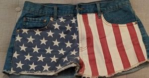 American Flag Denim Shorts